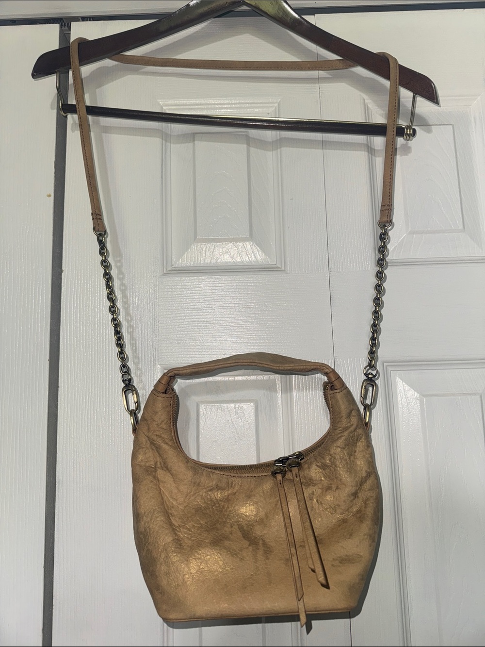 Hobo gold, leather Crossbody optional handbag LIKE NEW condition